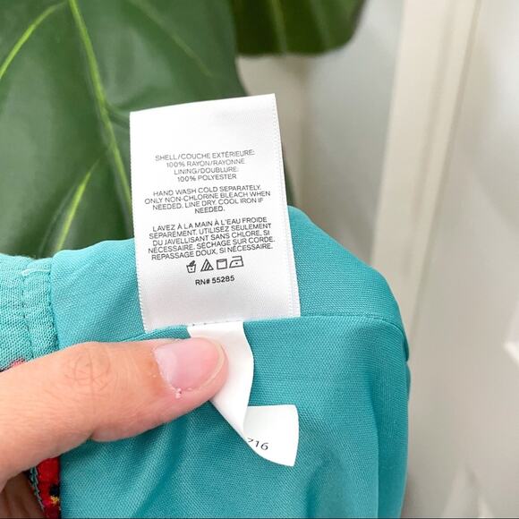 Express Floral Tropical Faux Wrap High Low Skirt XS Blue Pink - Picture 8 of 10